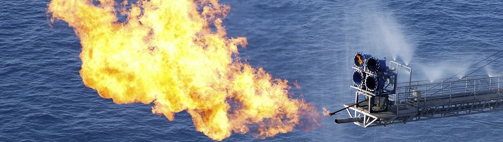 oil rig flaring during well testing operations