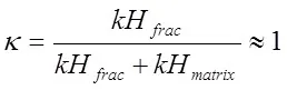 kappa parameter for a double porosity behaviour to represent the permeability contrast between the natural fracture network and the total system